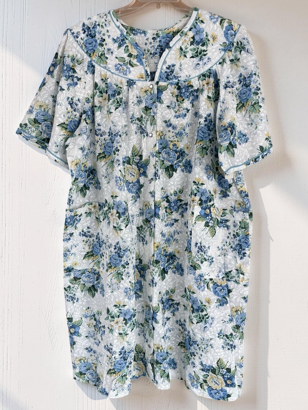 NWT Vintage Coffee Time Woman House Dress Duster Robe MuuMuu Floral Midi Size 1X